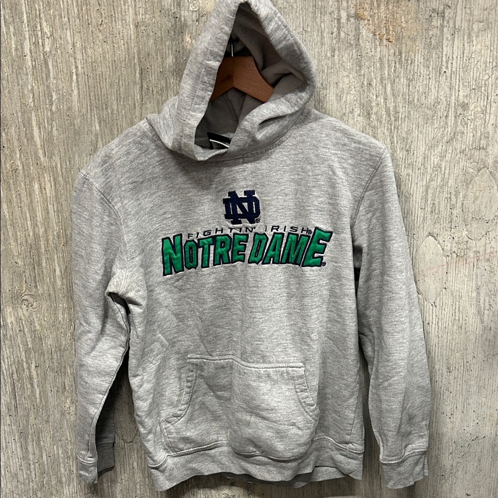Notre Dame Fighting Irish Gray Hoodie for Boys With Pouch Large 14-16